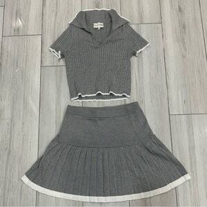 Freshman 1996 - Gray Ribbed Knit Top and Skirt Set